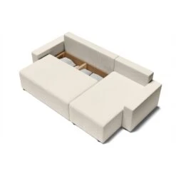 Canapé D'angle ALMA Convertible Velours Côtelé Beige 4 Places -Maison Jardin Élégance canape angle alma convertible velours cotele beige 4 places 4