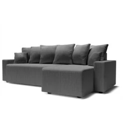 Canapé D'angle ALMA Convertible Velours Côtelé Gris Souris 4 Places -Maison Jardin Élégance canape angle alma convertible velours cotele gris souris 4 places 2