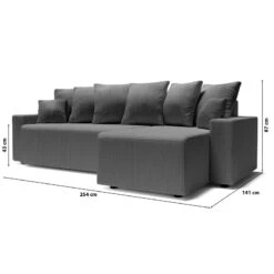 Canapé D'angle ALMA Convertible Velours Côtelé Gris Souris 4 Places -Maison Jardin Élégance canape angle alma convertible velours cotele gris souris 4 places 9