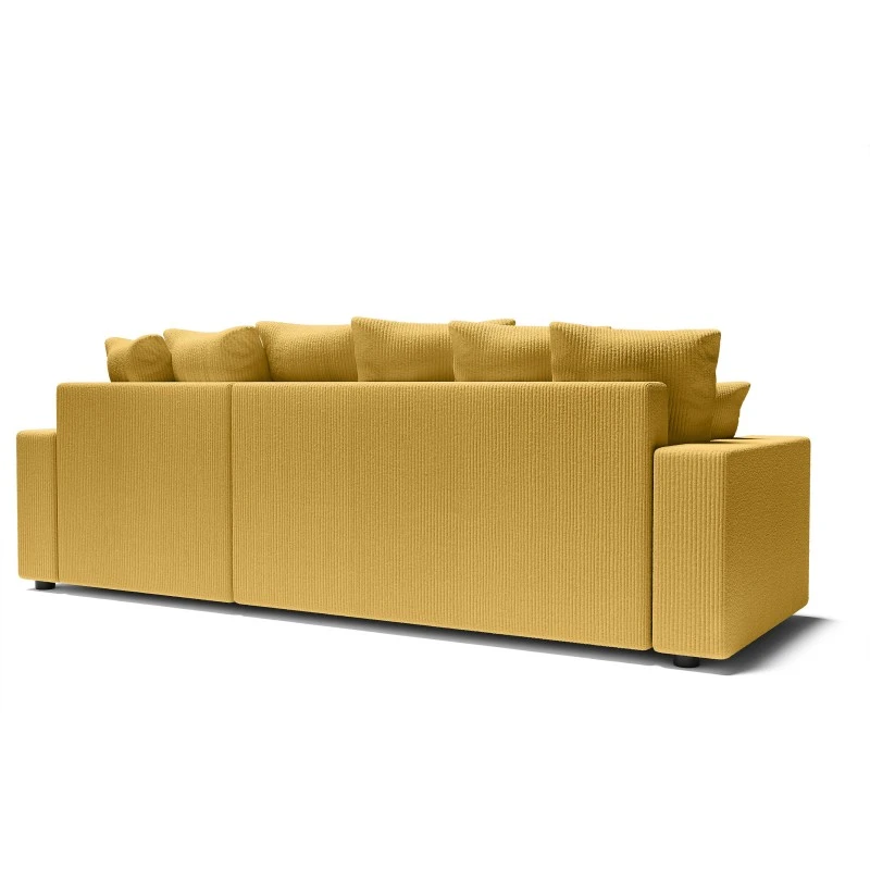 Canapé D'angle ALMA Convertible Velours Côtelé Jaune 4 Places 4 Canapé D'angle ALMA Convertible Velours Côtelé Jaune 4 Places – Image 4
