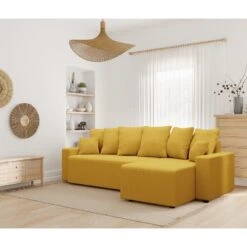 Canapé D'angle ALMA Convertible Velours Côtelé Jaune 4 Places 18 Canapé D'angle ALMA Convertible Velours Côtelé Jaune 4 Places -Maison Jardin Élégance canape angle alma convertible velours cotele jaune 4 places 8
