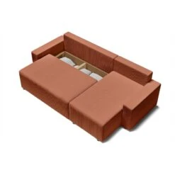 Canapé D'angle ALMA Convertible Velours Côtelé Terracotta 4 Places -Maison Jardin Élégance canape angle alma convertible velours cotele terracotta 4 places 4