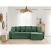 Canapé D'angle ALMA Convertible Velours Côtelé Vert 4 Places