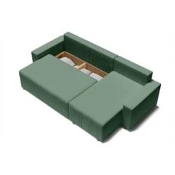 Canapé D'angle ALMA Convertible Velours Côtelé Vert 4 Places -Maison Jardin Élégance canape angle alma convertible velours cotele vert 4 places 4