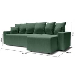 Canapé D'angle ALMA Convertible Velours Côtelé Vert 4 Places -Maison Jardin Élégance canape angle alma convertible velours cotele vert 4 places 9