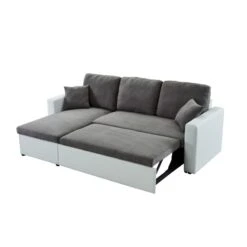 Canapé D'angle ASPEN Gris Et Blanc 4 Accroches -Maison Jardin Élégance canape angle aspen gris et blanc 4 accroches 3