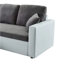 Canapé D'angle ASPEN Gris Et Blanc 4 Accroches -Maison Jardin Élégance canape angle aspen gris et blanc 4 accroches 5