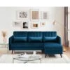 Canapé D'angle IDAHO En Velours Bleu Fixe