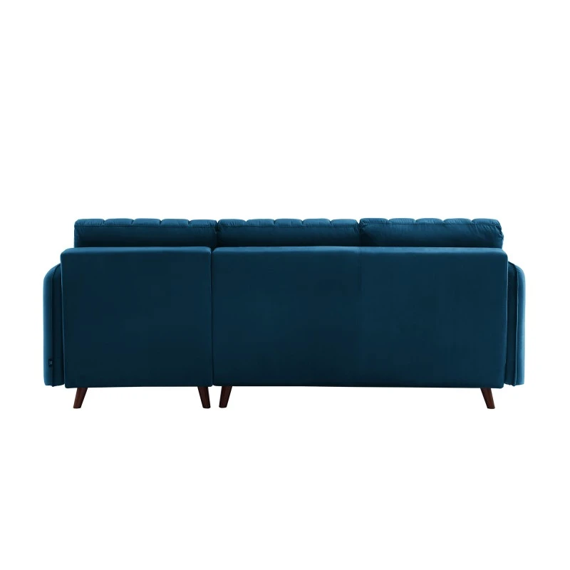 Canapé D'angle IDAHO En Velours Bleu Fixe 4 Canapé D'angle IDAHO En Velours Bleu Fixe – Image 4