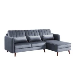 Canapé D'angle IDAHO En Velours Gris Fixe -Maison Jardin Élégance canape angle idaho velours gris angle fixe 2