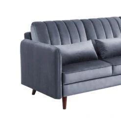 Canapé D'angle IDAHO En Velours Gris Fixe -Maison Jardin Élégance canape angle idaho velours gris angle fixe 4