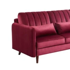 Canapé D'angle IDAHO En Velours Rouge Bordeaux Fixe -Maison Jardin Élégance canape angle idaho velours rouge angle fixe 5