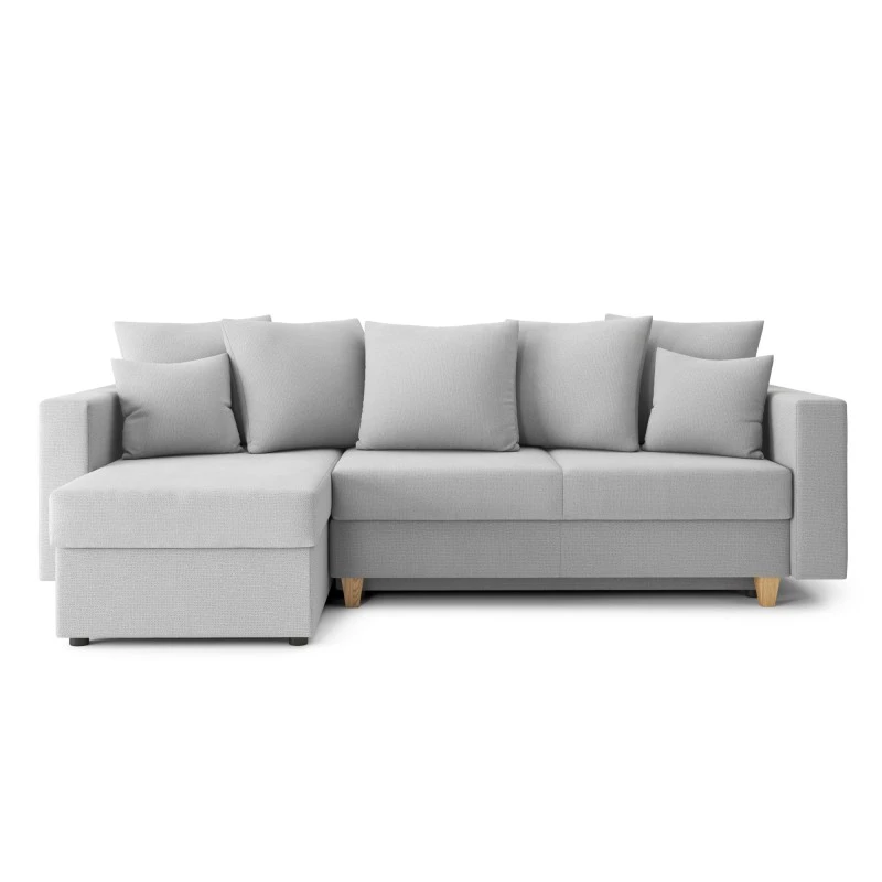 Canapé D'angle KRISTI Convertible Tissu Gris 4 Places 2 Canapé D'angle KRISTI Convertible Tissu Gris 4 Places – Image 2