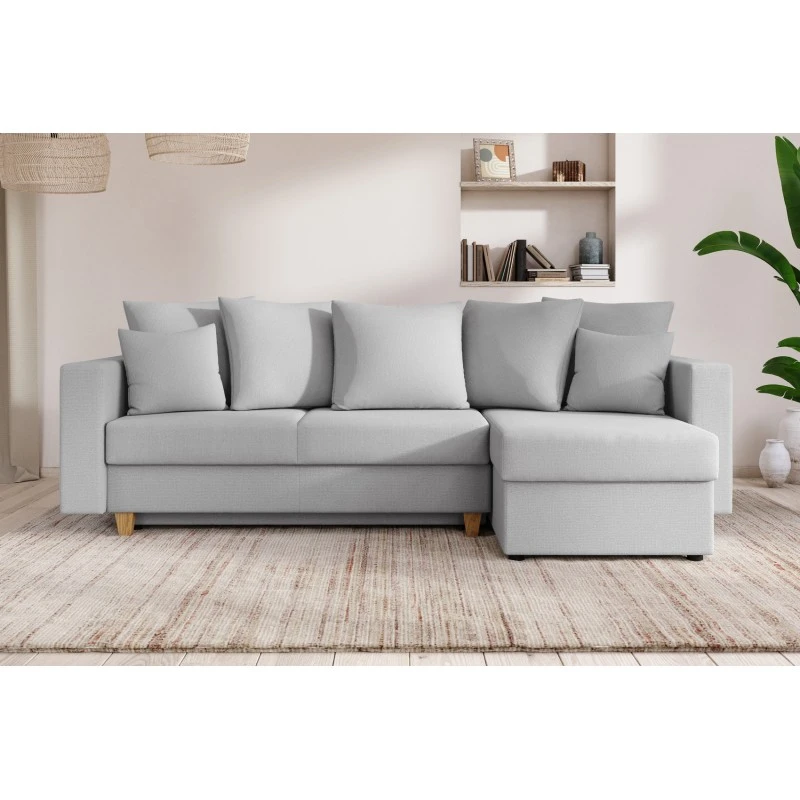 Canapé D'angle KRISTI Convertible Tissu Gris 4 Places 1 Canapé D'angle KRISTI Convertible Tissu Gris 4 Places