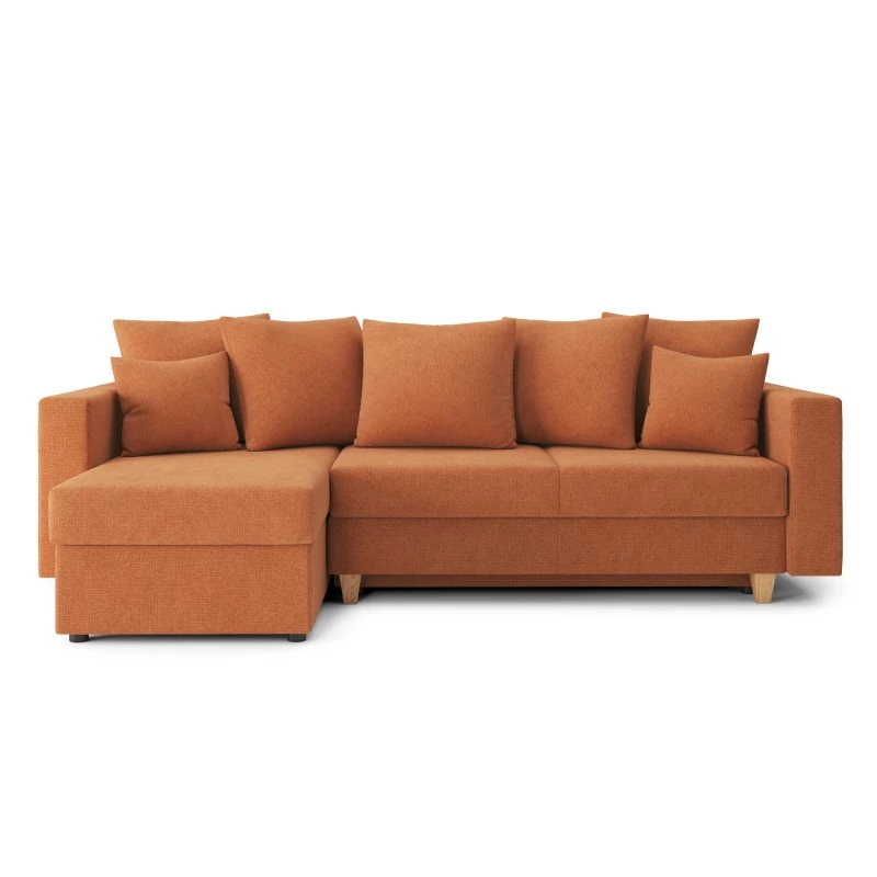 Canapé D'angle KRISTI Convertible Tissu Rouille 4 Places 2 Canapé D'angle KRISTI Convertible Tissu Rouille 4 Places – Image 2