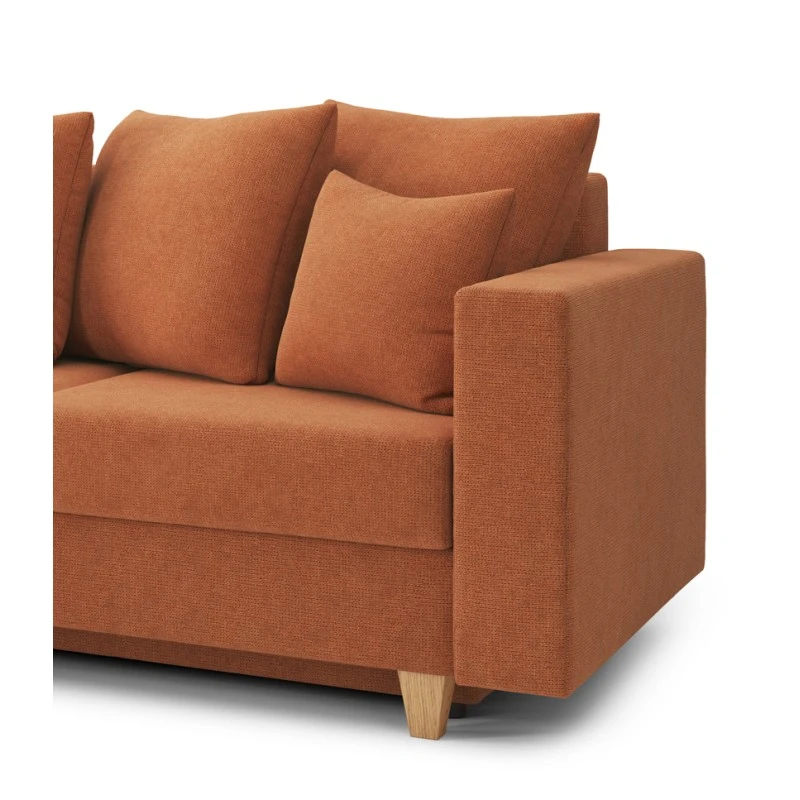 Canapé D'angle KRISTI Convertible Tissu Rouille 4 Places 7 Canapé D'angle KRISTI Convertible Tissu Rouille 4 Places – Image 7