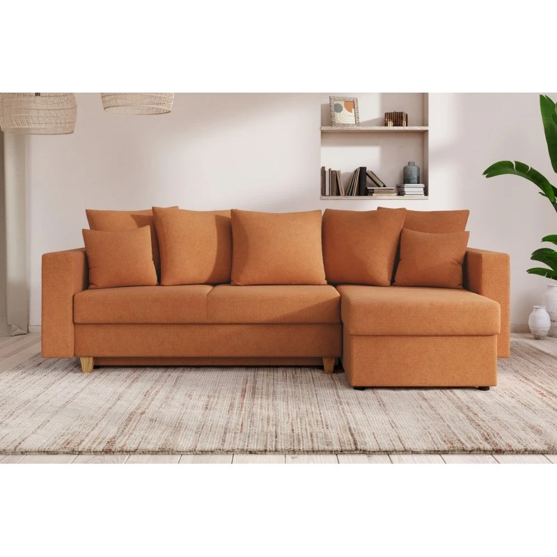 Canapé D'angle KRISTI Convertible Tissu Rouille 4 Places 1 Canapé D'angle KRISTI Convertible Tissu Rouille 4 Places