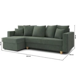 Canapé D'angle KRISTI Convertible Tissu Vert 4 Places -Maison Jardin Élégance canape angle kristi convertible tissu vert 4 places 9