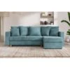 Canapé D'angle KRISTI Convertible Velours Côtelé Bleu Clair 4 Places