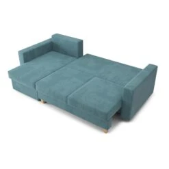 Canapé D'angle KRISTI Convertible Velours Côtelé Bleu Clair 4 Places -Maison Jardin Élégance canape angle kristi convertible velours cotele bleu clair 4 places 3