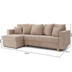 Canapé D'angle KRISTI Convertible Velours Côtelé Grège 4 Places -Maison Jardin Élégance canape angle kristi convertible velours cotele grege 4 places 8