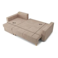 Canapé D'angle KRISTI Convertible Velours Côtelé Grège 4 Places -Maison Jardin Élégance canape angle kristi convertible velours cotele grege 4 places 9