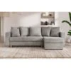 Canapé D'angle KRISTI Convertible Velours Côtelé Gris Clair 4 Places