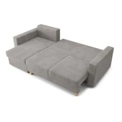 Canapé D'angle KRISTI Convertible Velours Côtelé Gris Clair 4 Places 13 Canapé D'angle KRISTI Convertible Velours Côtelé Gris Clair 4 Places -Maison Jardin Élégance canape angle kristi convertible velours cotele gris claire 4 places 3