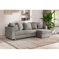 Canapé D'angle KRISTI Convertible Velours Côtelé Gris Clair 4 Places 17 Canapé D'angle KRISTI Convertible Velours Côtelé Gris Clair 4 Places -Maison Jardin Élégance canape angle kristi convertible velours cotele gris claire 4 places 7