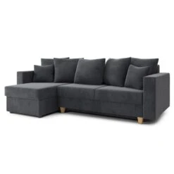 Canapé D'angle KRISTI Convertible Velours Côtelé Gris Souris 4 Places -Maison Jardin Élégance canape angle kristi convertible velours cotele gris souris 4 places 2