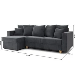 Canapé D'angle KRISTI Convertible Velours Côtelé Gris Souris 4 Places -Maison Jardin Élégance canape angle kristi convertible velours cotele gris souris 4 places 8