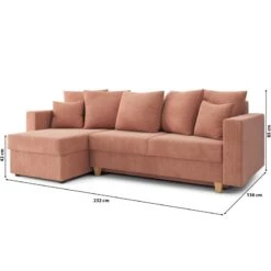 Canapé D'angle KRISTI Convertible Velours Côtelé Rose 4 Places 18 Canapé D'angle KRISTI Convertible Velours Côtelé Rose 4 Places -Maison Jardin Élégance canape angle kristi convertible velours cotele rose 4 places 8