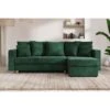 Canapé D'angle KRISTI Convertible Velours Côtelé Vert 4 Places
