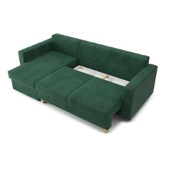 Canapé D'angle KRISTI Convertible Velours Côtelé Vert 4 Places -Maison Jardin Élégance canape angle kristi convertible velours cotele vert 4 places 4