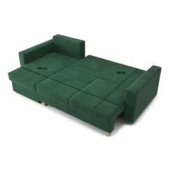 Canapé D'angle KRISTI Convertible Velours Côtelé Vert 4 Places -Maison Jardin Élégance canape angle kristi convertible velours cotele vert 4 places 9