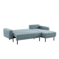 Canapé D'angle MEGEVE En Tissu Vert D'eau 5 Places Convertible -Maison Jardin Élégance canape angle megeve vert 5 places 2