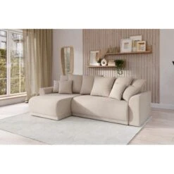 Canapé D'angle NOVA Convertible Tissu Beige 4 Places -Maison Jardin Élégance canape angle nova convertible tissu beige 4 places 8