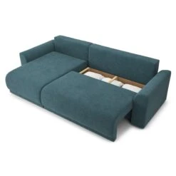 Canapé D'angle NOVA Convertible Tissu Bleu Paon 4 Places -Maison Jardin Élégance canape angle nova convertible tissu bleu paon 4 places 4