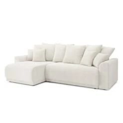 Canapé D'angle NOVA Convertible Tissu Bouclette Blanc 4 Places -Maison Jardin Élégance canape angle nova convertible tissu bouclette blanc 4 places 2