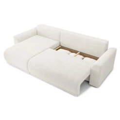 Canapé D'angle NOVA Convertible Tissu Bouclette Blanc 4 Places -Maison Jardin Élégance canape angle nova convertible tissu bouclette blanc 4 places 4