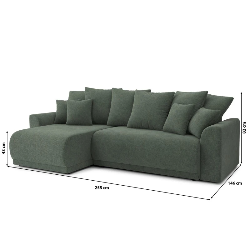 Canapé D'angle NOVA Convertible Tissu Vert 4 Places 10 Canapé D'angle NOVA Convertible Tissu Vert 4 Places – Image 10