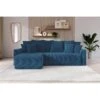 Canapé D'angle NOVA Convertible Velours Côtelé Bleu Cobalt 4 Places