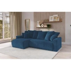 Canapé D'angle NOVA Convertible Velours Côtelé Bleu Cobalt 4 Places -Maison Jardin Élégance canape angle nova convertible velours cotele bleu cobalt 4 places 7