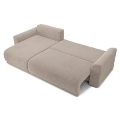 Canapé D'angle NOVA Convertible Velours Côtelé Grège 4 Places -Maison Jardin Élégance canape angle nova convertible velours cotele grege 4 places 3