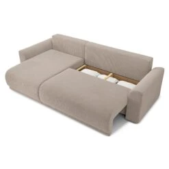 Canapé D'angle NOVA Convertible Velours Côtelé Grège 4 Places -Maison Jardin Élégance canape angle nova convertible velours cotele grege 4 places 4