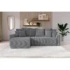Canapé D'angle NOVA Convertible Velours Côtelé Gris Souris 4 Places