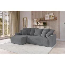 Canapé D'angle NOVA Convertible Velours Côtelé Gris Souris 4 Places -Maison Jardin Élégance canape angle nova convertible velours cotele gris souris 4 places 7