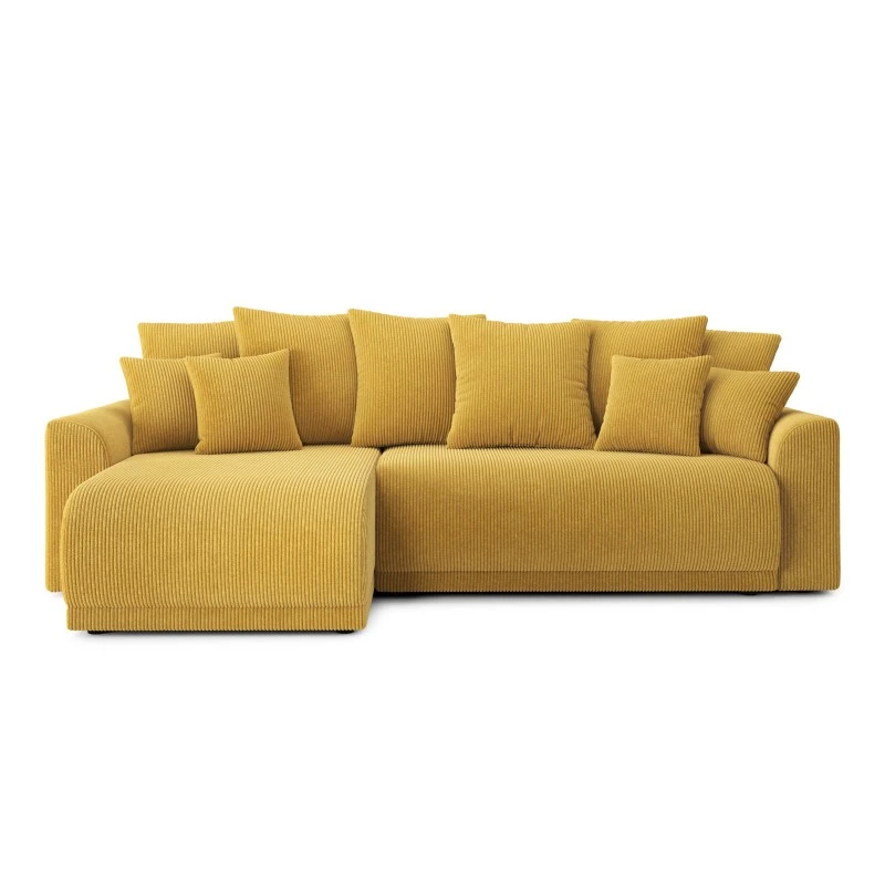 Canapé D'angle NOVA Convertible Velours Côtelé Jaune 4 Places 2 Canapé D'angle NOVA Convertible Velours Côtelé Jaune 4 Places – Image 2