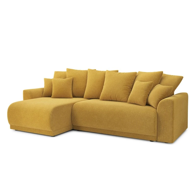Canapé D'angle NOVA Convertible Velours Côtelé Jaune 4 Places 3 Canapé D'angle NOVA Convertible Velours Côtelé Jaune 4 Places – Image 3