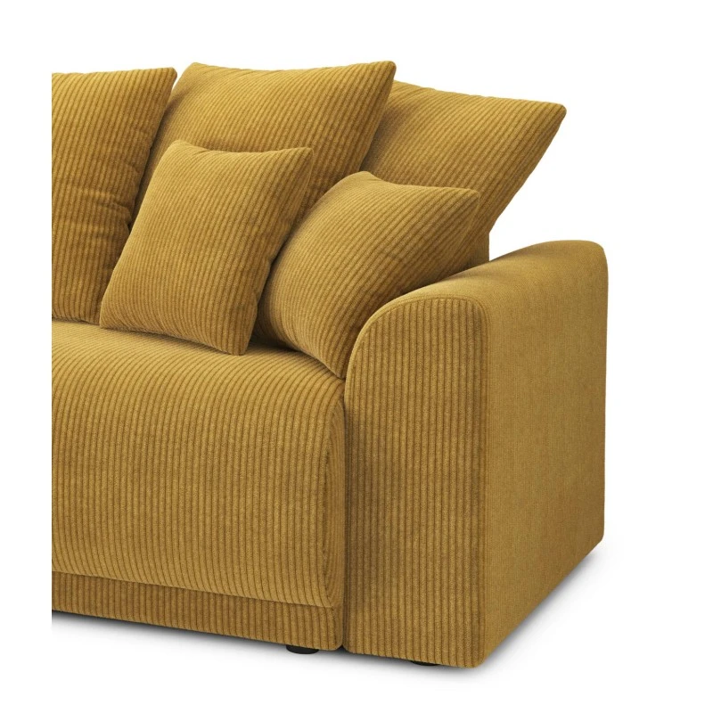 Canapé D'angle NOVA Convertible Velours Côtelé Jaune 4 Places 7 Canapé D'angle NOVA Convertible Velours Côtelé Jaune 4 Places – Image 7